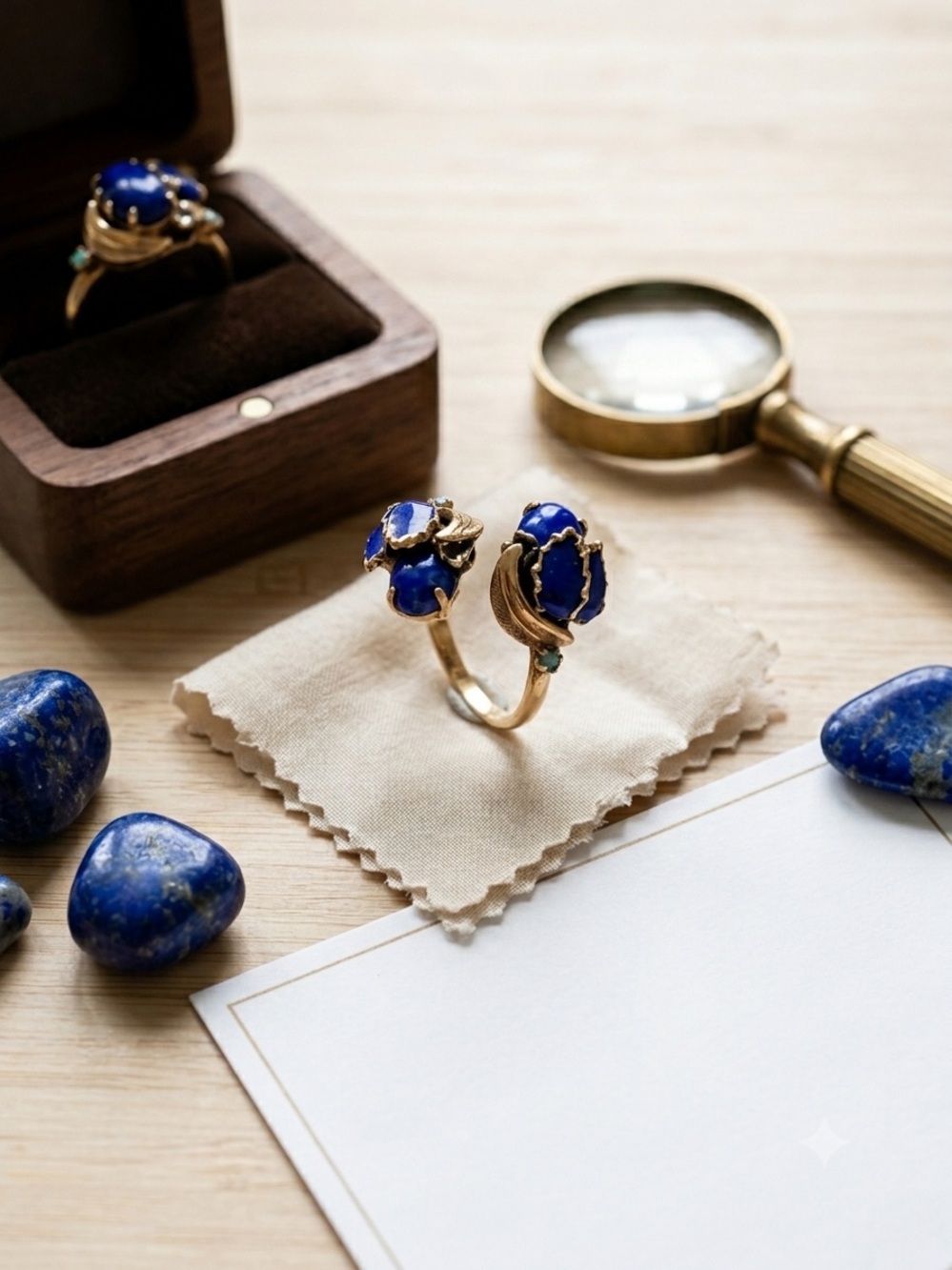 Vintage -Accent Lapis Open Ring - Blue Stone Women's Jewelry